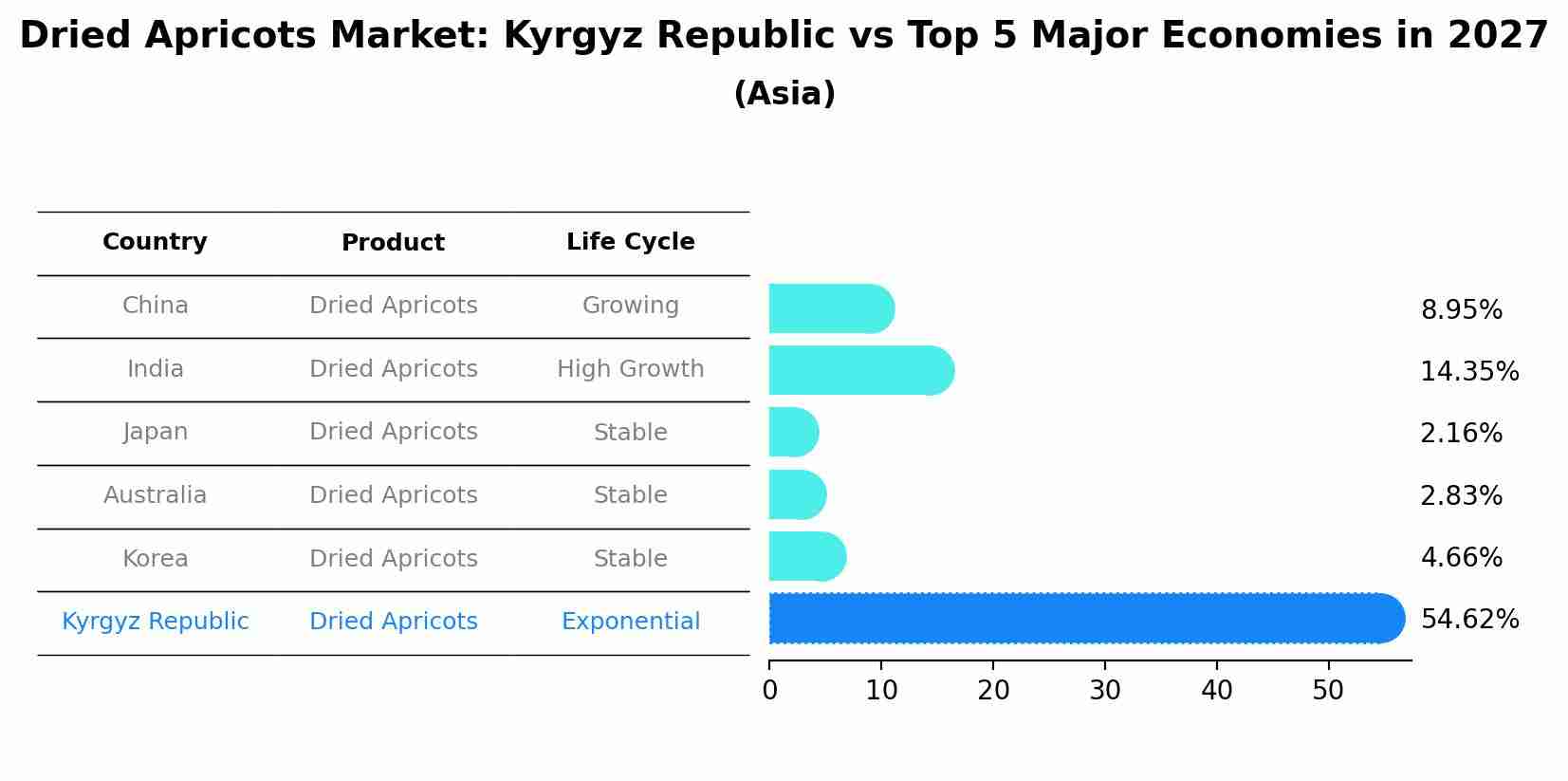 Dried Apricots Market: Kyrgyz Republic vs Top 5 Major Economies in 2027 (Asia)